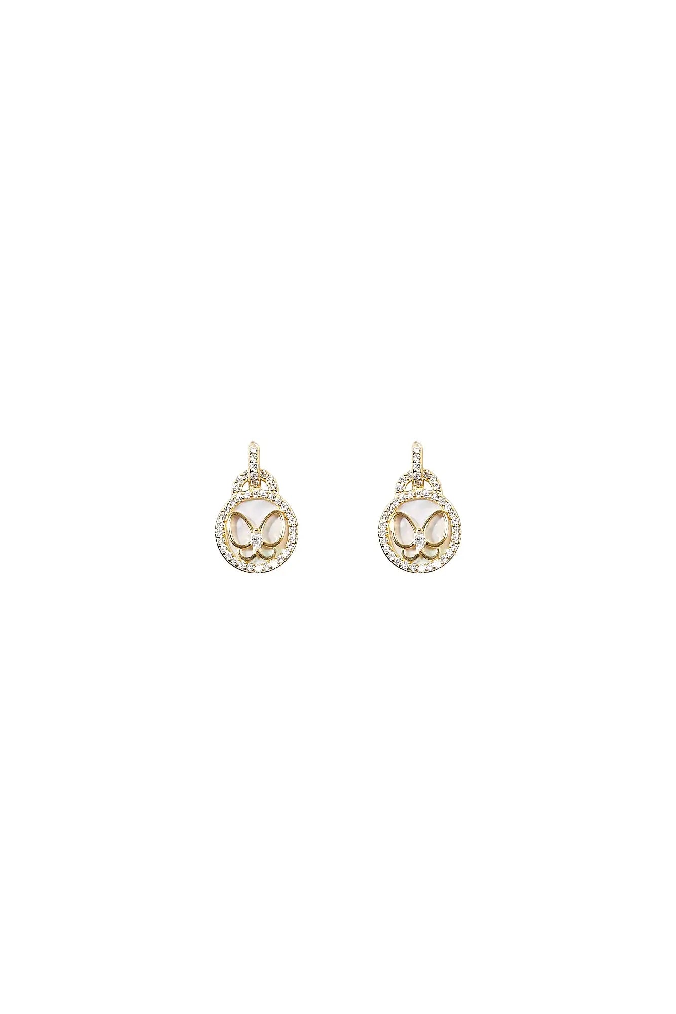 Butterfly Mini Goddess Yellow Gold Dangling Earrings Dryden Jewelry