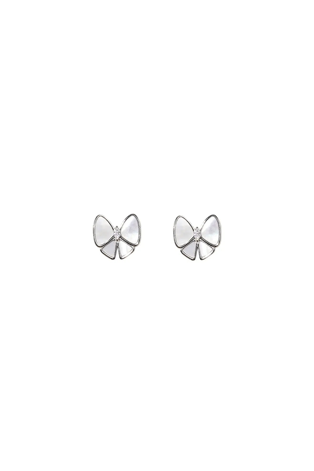 Playful Bow White Mother of Pearl Studs Dryden Jewelry
