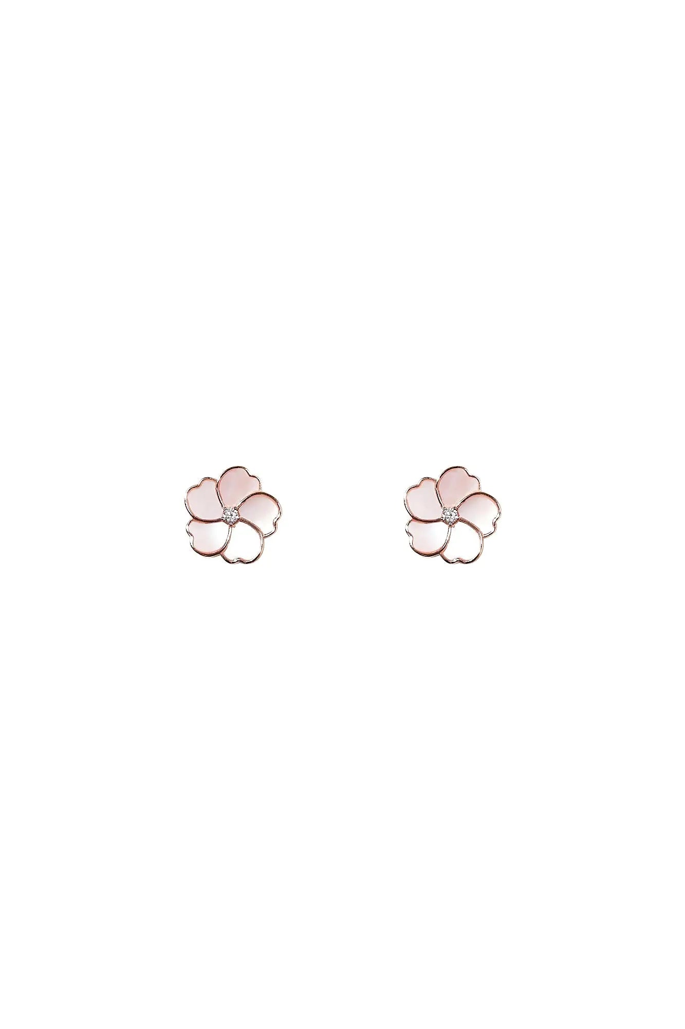 Bauhinia Blakeana Pink Mother of Pearl Classic Studs Dryden Jewelry
