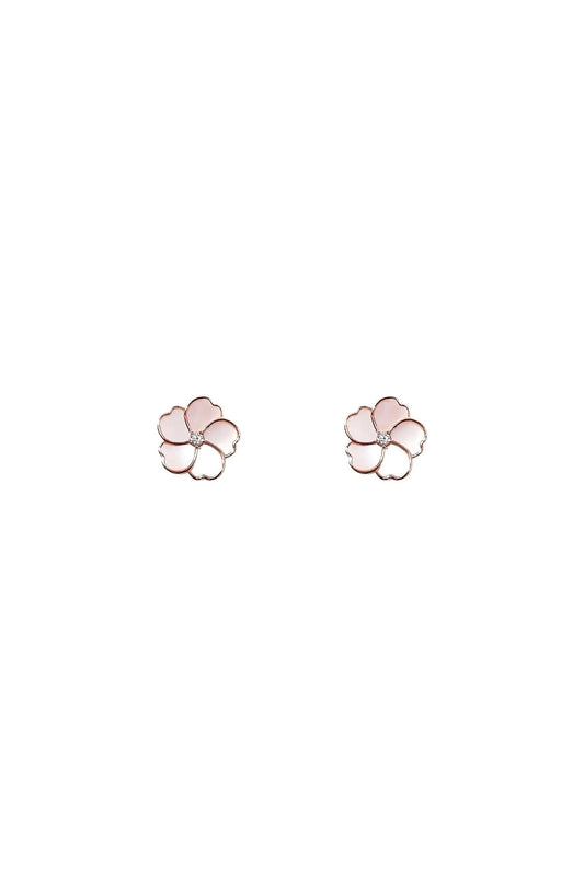 Bauhinia Blakeana Pink Mother of Pearl Classic Studs Dryden Jewelry
