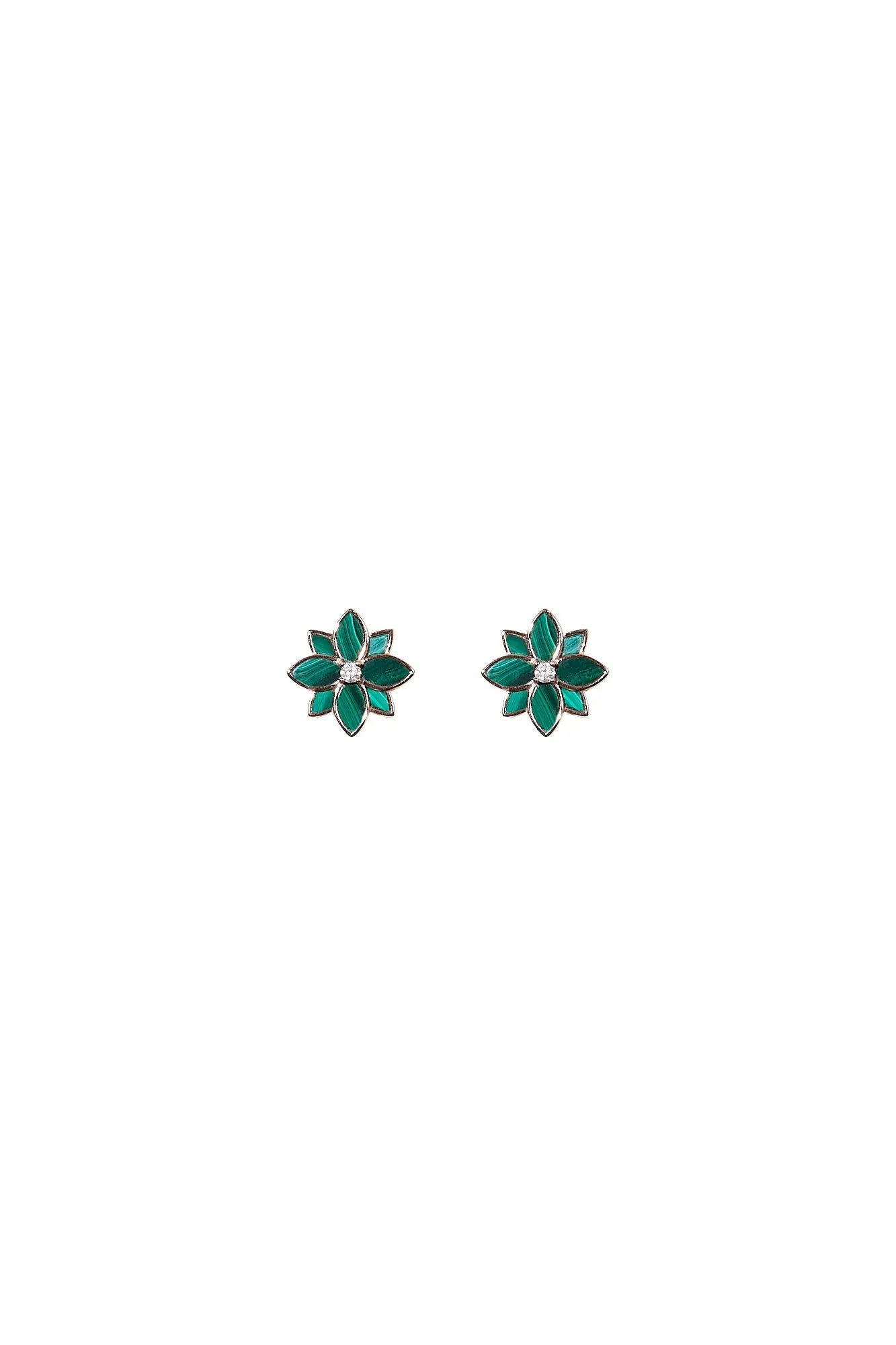 Clematis Malachite Classic Studs Dryden Jewelry