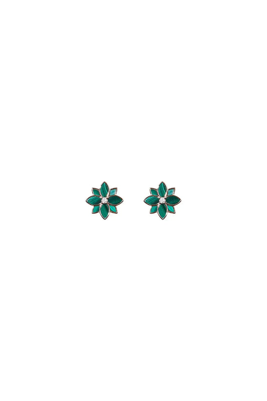 Clematis Malachite Classic Studs Dryden Jewelry