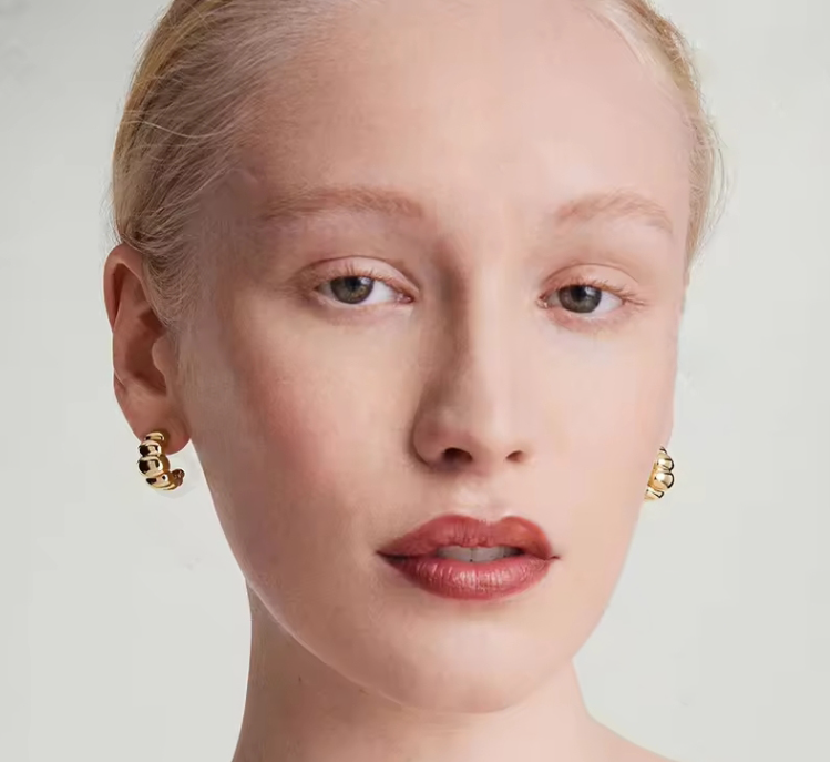 Yellow Gold Chunky Dome Hoop Earrings Dryden Jewelry