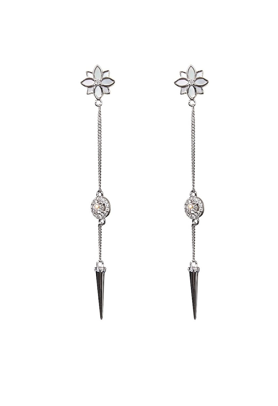 Clematis Retro Thorn Silver Dangling Earrings