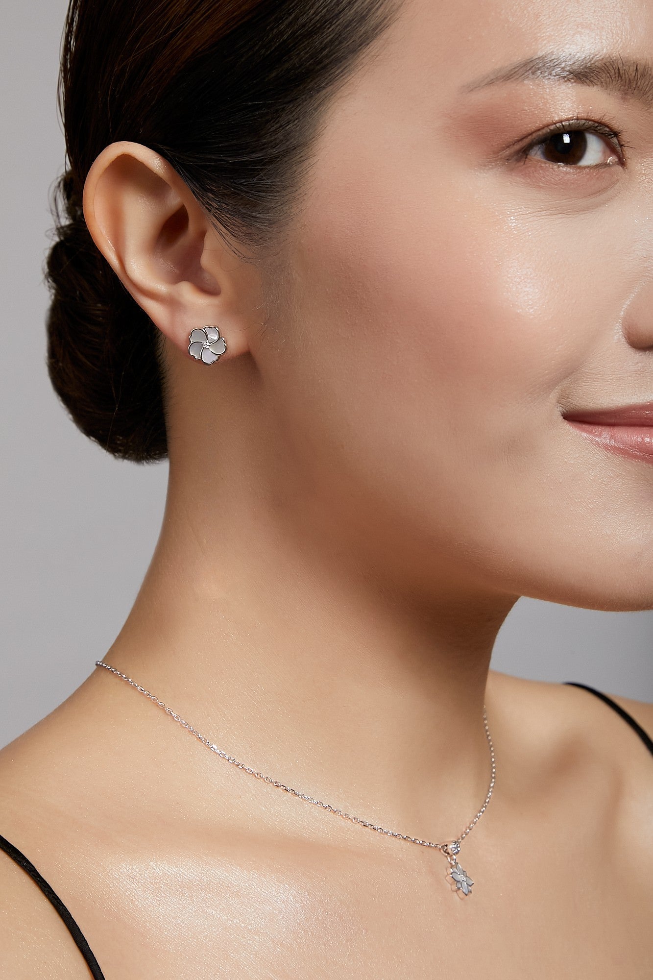 Bauhinia Blakeana Silver Multi-wear Dangling Pearl Earrings