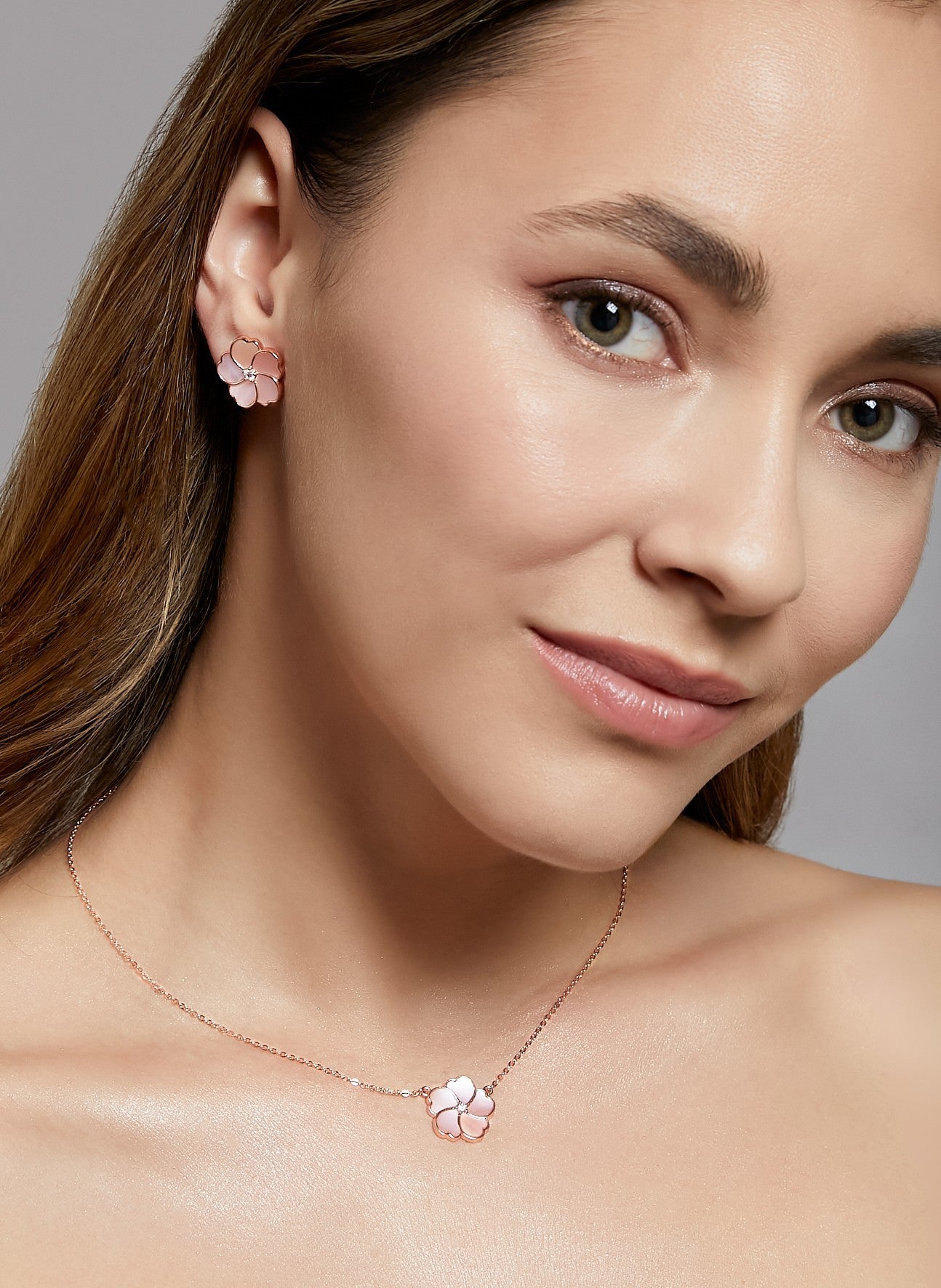 Bauhinia Blakeana Pink Mother of Pearl Classic Necklace