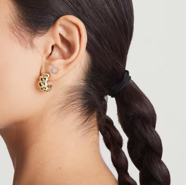 Yellow Gold Chunky Dome Hoop Earrings Dryden Jewelry