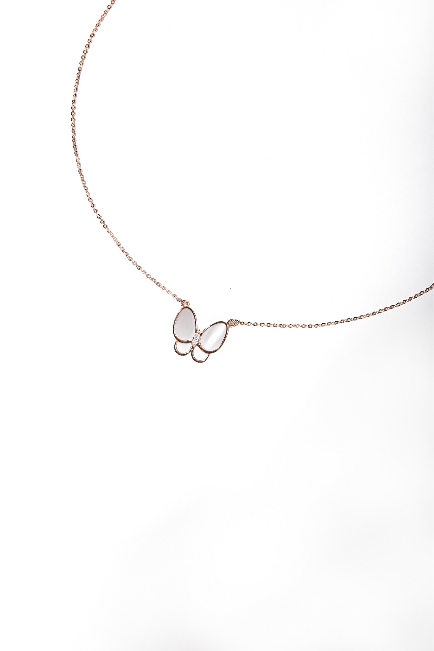 Butterfly White Mother of Pearl Classic Necklace