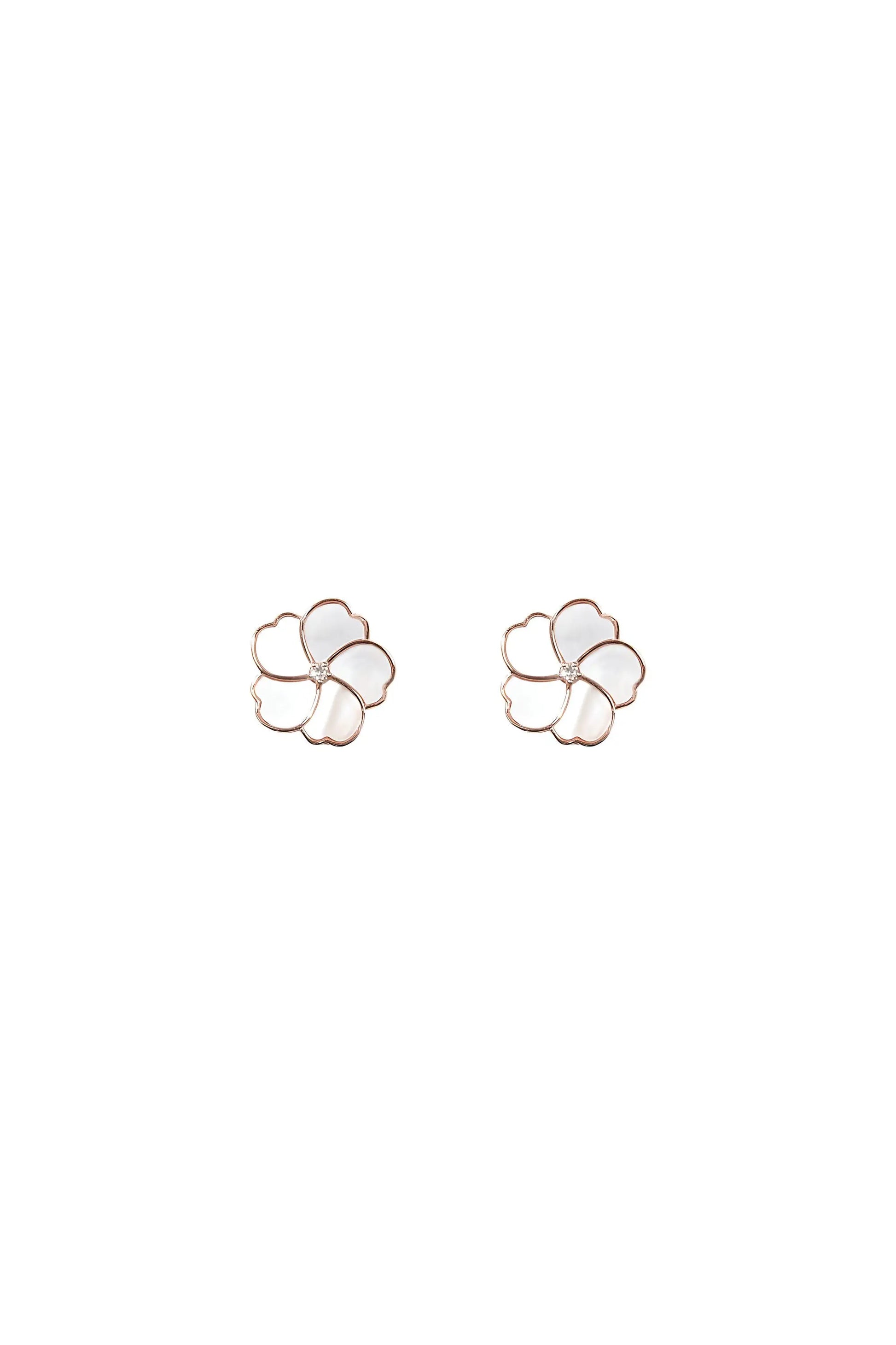Bauhinia Blakeana White Mother of Pearl Classic Studs Dryden Jewelry