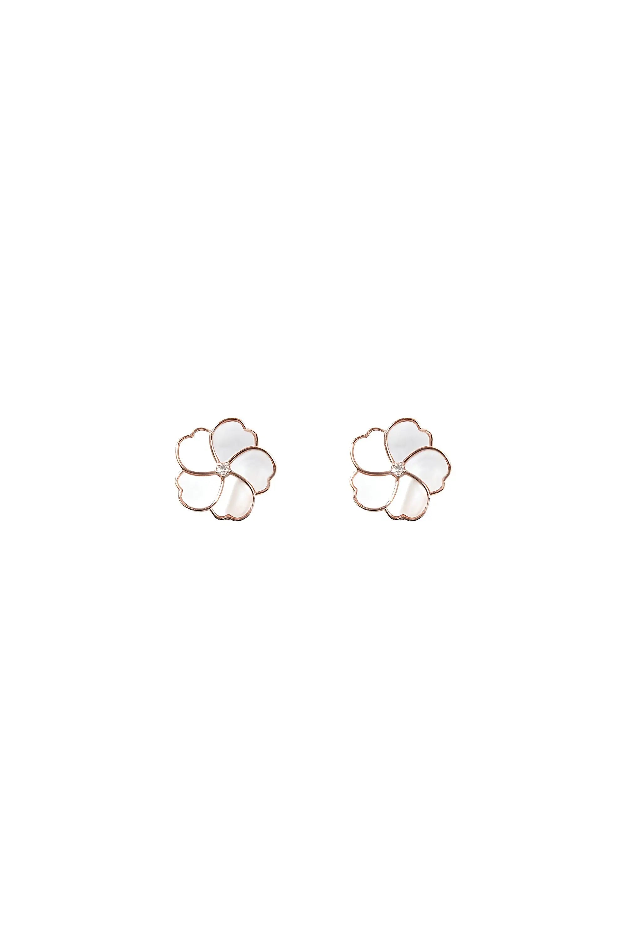 Bauhinia Blakeana White Mother of Pearl Classic Studs Dryden Jewelry
