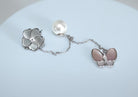 Bauhinia Blakeana & Butterfly Dangling Pearl Earrings