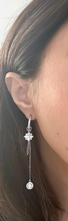 Clematis Mini Hoop Dangling Earrings