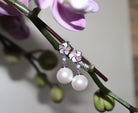 Bauhinia Blakeana Pink Mother of Pearl Classic Dangling Pearl Earrings