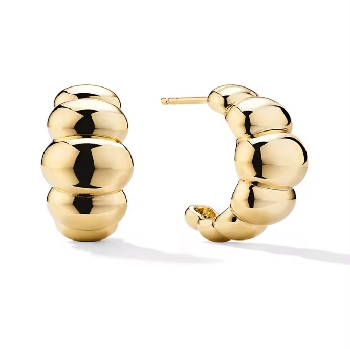 Yellow Gold Chunky Dome Hoop Earrings Dryden Jewelry