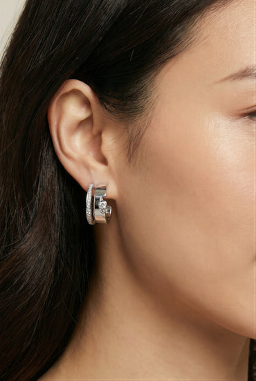 Silver Double-Band Hoop Earrings