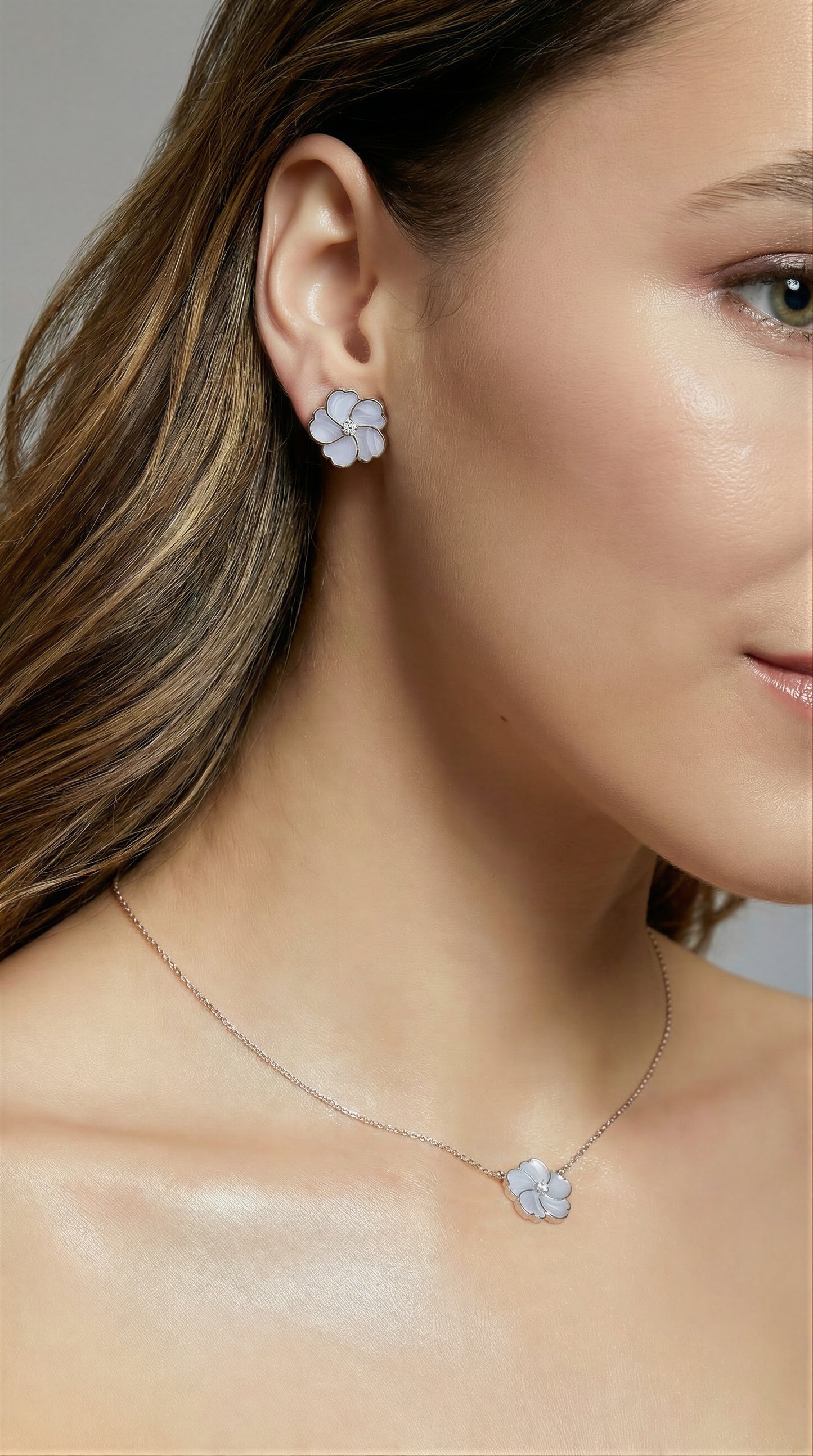 Bauhinia Blakeana Chalcedony Classic Studs